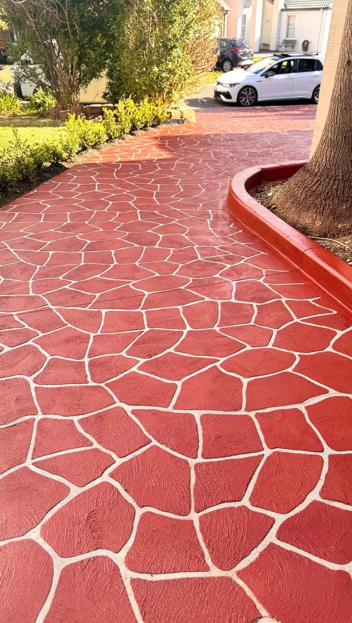 Stamped concrete driveway completed by Civil Brothers