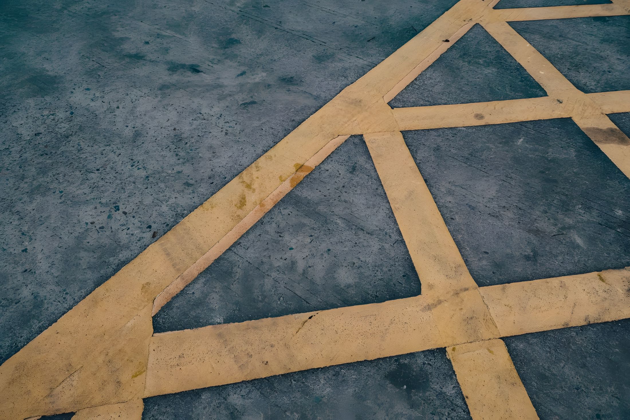 Fresh painted line marking on pavement